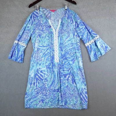 Vestido túnica Lilly Pulitzer Hollie para mujer azul Haven Hey Hey Soleil talla grande Foto 1 de 4