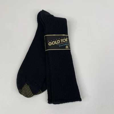 Vintage Gold Toe Black Socks Mens Wool Fluffies Sock Sz 10.5-14 NEW USA - Image 1 of 4