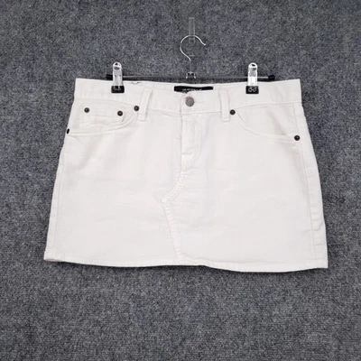 Lucky Brand Skirt Women 4 27 White Denim Mini Flat Front Light Wash Jean Zip Fly - Image 1 of 4