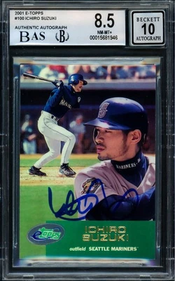 Ichiro Suzuki Signed 2001 eTopps RC 100 Mariners BGS 8.5 Auto GM 10 Beckett - Image 1 of 2
