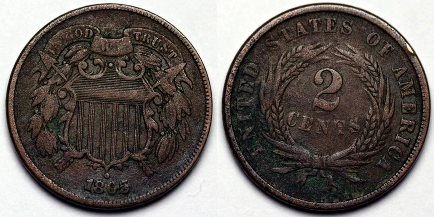 1865  Two Cent Piece - Image 1 of 1