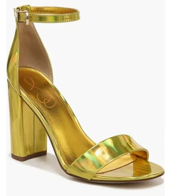 Sandália Feminina Sam Edelman Salto Bloco Yaro em Ouro Mimosa Tamanho 6.5 Nova - Imagem 1 de 4