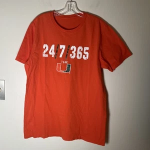 University Of Miami Hurricane Men’s t Shirt Size L 24/7/365 The U Orange  - Picture 1 of 3