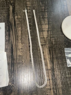 Sterling Silver 1CTW Natural Diamond Double Row Tennis Necklace 22in - Image 1 of 2