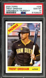 2020 Topps Throwback Thursday #258 Trent Grisham Rookie PSA 10 Gem MT RC SP TBT - Picture 1 of 4