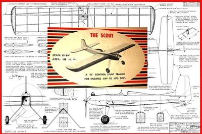 Veco Model Airplane Plans (UC): Vintage 1950 SCOUT Stunt .049-.075 by Joe Wagner - Image 1 of 4