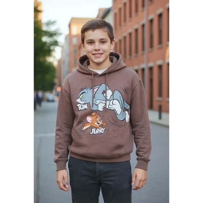 Tom and Jerry Juvenil Sudadera con Capucha Marrón Gráfico Sudadera Talla Med Foto 1 de 4