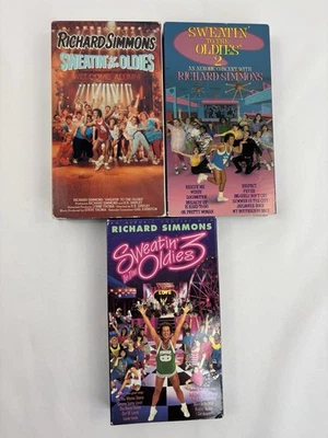 Richard Simmons VHS Lot Sweatin' to the Oldies 1 2 3 Workout Tapes 80s 90s Dance - Image 1 of 4