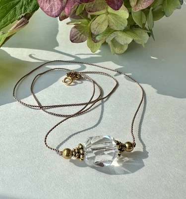 Quartz Nugget Thin Cord Necklace Natural Healing Crystal Pendant 17.5” - Image 1 of 4