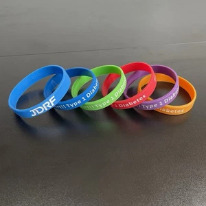 Diabetes Type 1 Silicone Bracelets Wristbands Bundle of 5 Multicolor Bonus JDRF - Picture 1 of 6