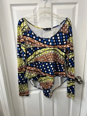 Women's Multicolor Geometric Bodysuit size small (plus sized) - Image 1 of 4