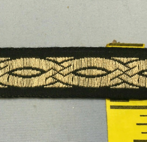 Embroidered Jacquard Ribbon Scroll Pattern 3/4" Trim Beige and Black 5 yds #RB48