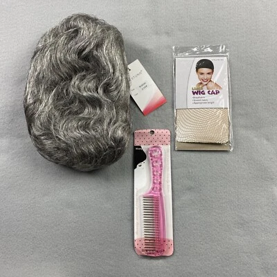 Peluca corta ondulada gris plateada Bestung para mujer peine sintético resistente al calor Foto 1 de 3