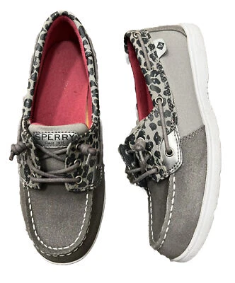 Zapato de Barco SPERRY Talla 4 Gris Estampado de Guepardo Zapatos Shoresider Niñas Foto 1 de 4