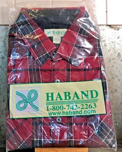 New Vintage Haband Mens LS Flannel  Shirt Button Down Plaid Med 80% Cotton - Picture 1 of 5