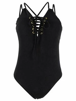 Precio de venta sugerido por el fabricante $40 Traje de baño de una pieza Hula Honey Shimmer Rib negro talla mediana Foto 1 de 2