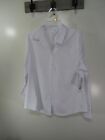New Womens Time and Tru Shirt Size L 12 14 White Button Front Long Sleeve