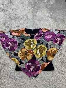 August Silk Top Women Small Layered Watercolor Vibrant Floral Tropical Blouse - Picture 1 of 9