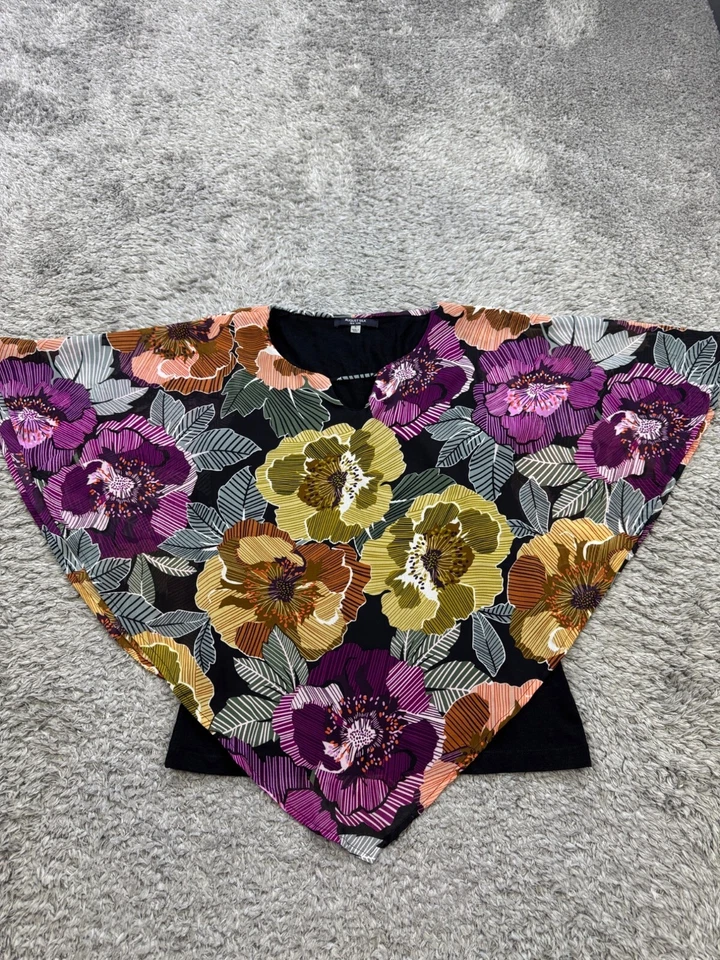 Blusa tropical floral vibrante acuarela acuarela pequeña de seda August para mujer Foto 1 de 4