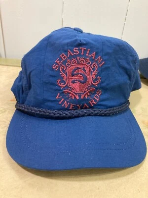 SEBASTIANI VINEYARDS NAVY HAT, GREEN LIP & MULTI-COLORED EMBROIDERY ADJ HAT/CAP - Image 1 of 2