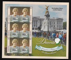 Mini hoja de recuerdo de la princesa Diana 1961-1997 MNH Liberia África - Imagen 1 de 1