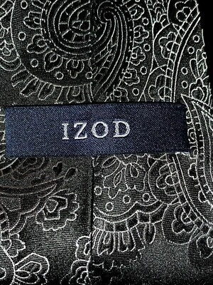 NWOT IZOD Black & White Paisley Shimmer Shine Neck Tie SEXY HANDSOME ❤️sj7m29 - Image 1 of 4