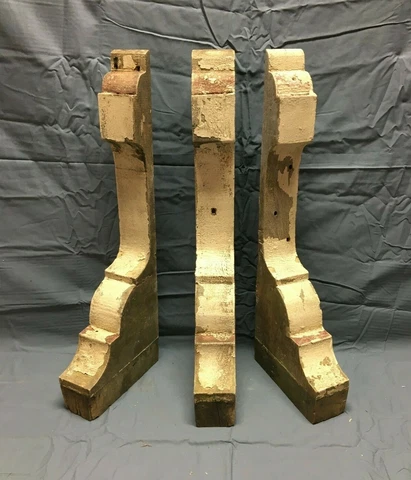 Set Of 3 Wood Corbels Shabby Porch Brackets Destressed Tan Chic Old 150-22B Cover