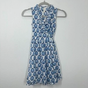 Anokhi Girls Blue White Floral Cotton Lightweight Wrap Dress Summer Casual NWT - Picture 1 of 8