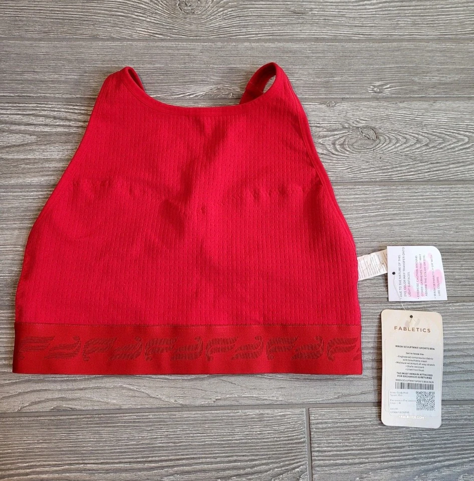 Sujetador deportivo Fabletics para mujer rojo escultura tejido twist rojo atlético Foto 1 de 4