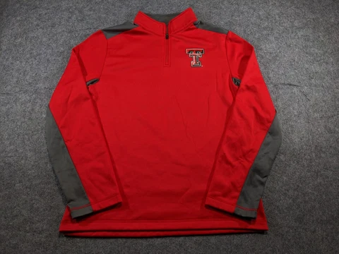 Texas Tech Red Raiders Mens Sweatshirt Medium Red 1/4 Zip Fanatics NCAA Cover