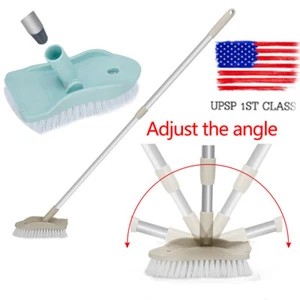 USA Bathroom Long Handle Brush Wall Floor Scrub Bath Shower Tile Cleaning Tool - Picture 1 of 14
