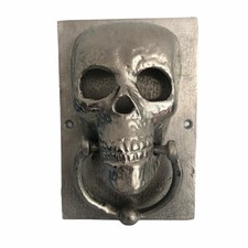 Chrome Skull Head Door Knocker Cast Iron Metal Towel Holder Gothic Home Decor
