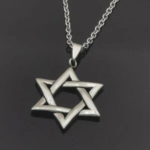 Edelstahl Halskette (50 cm , 3 mm) mit Anhänger Hexagramm Sechsstern Stern neu - Bild 1 von 4