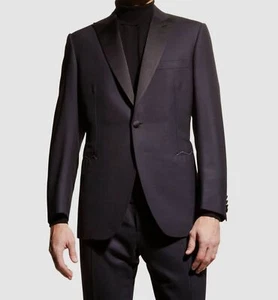 $3250 Brioni Men's Black Tuxedo Blazer Wool Suit Sport Coat Jacket Size 48 - Picture 1 of 5