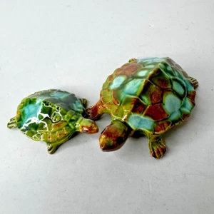Menge 2 Keramik Keramik Schildkröte Schildkröte grün braun und blau Figur - Bild 1 von 7