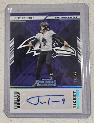 2022 PANINI CONTENDERS JUSTIN TUCKER SUNDAY TICKET AUTO /99 BALTIMORE RAVENS SP - Image 1 of 2