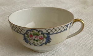 Antike Noritake rosa Rosen blaue Girlande Teetasse um 1924 SELTEN! - Bild 1 von 3
