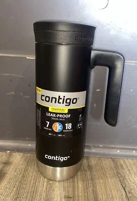 Contigo 20 oz. Taza de viaje superior 2.0 SnapSeal de acero inoxidable negra Foto 1 de 4