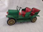 vtg 1950s Bandai Japan Tin Litho Friction Toy Green Red Car Barrel Hood Ornament