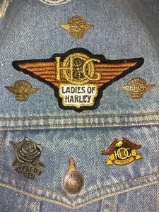 Harley Davidson Vest Patches and Pins Ladies Of Harley on Jordache Denim Vest - Picture 1 of 11