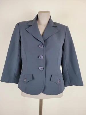 Trina Turk синий серый три кнопки 3/4 рукав блейзер костюм куртка размер 2 - Изображение 1 из 4