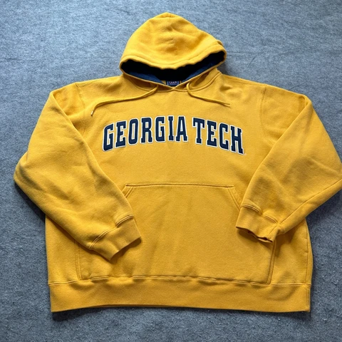 Georgia Tech Yellow Jackets Hoodie Sweatshirt Men L Gold Pullover Fleece Stitch Cover