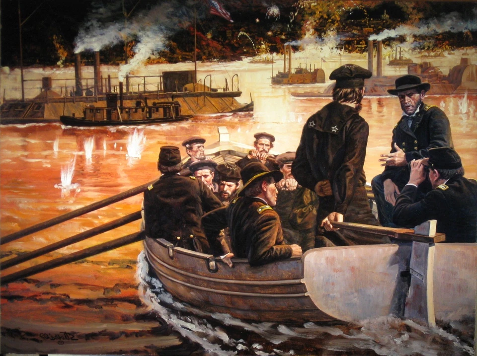 "Running the Gauntlet at Vicksburg" Don Stivers Signed Civil War Print - Imagem 1 de 1