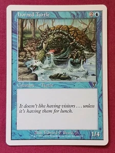 Magic The Gathering 7TH EDITION HORNED TURTLE blue card MTG - Picture 1 of 2