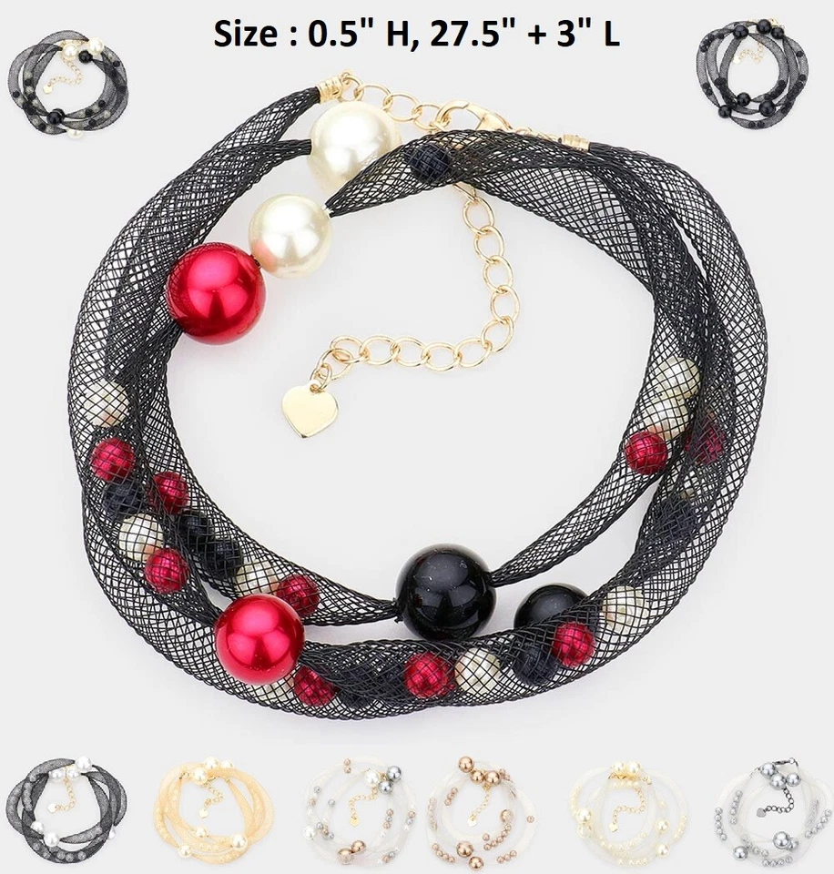 Brazalete envolvente de tubo multi fila capa malla cadena red grueso flotador perla cuentas Foto 1 de 1