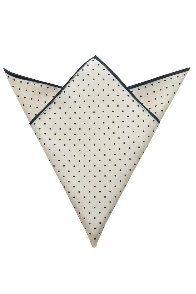 Edwards Style PS02 Polka Dot Pocket Square Cream - Image 1 of 1