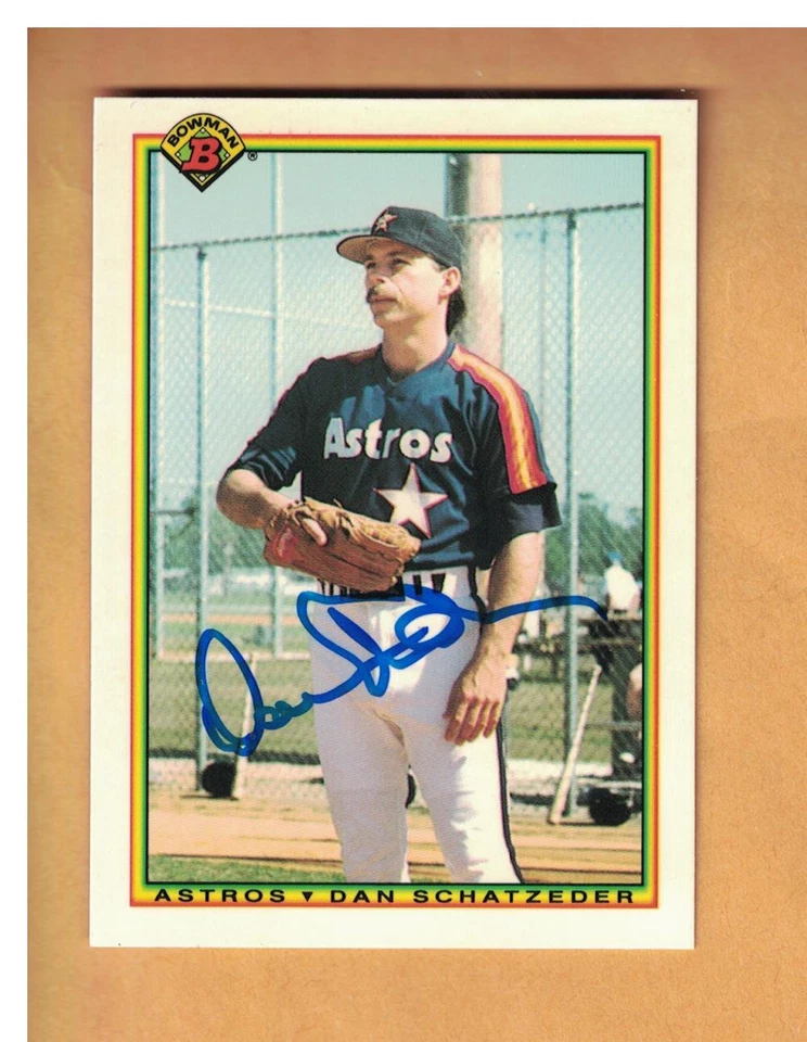 DAN SCHATZEDER AUTOGRAPHED 1990 BOWMAN TIFFANY BASEBALL CARD SIGNED HOUSTON - Image 1 of 1