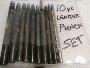 LEATHER CRAFT ROUND DRIVE HOLE PUNCHES 10 PIECES DURABLE DESIGN BUTTONHOLE 10 PC - Picture 1 of 24
