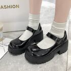 Female Retro Schoolgirl JK Uniform High Heels Platform Shoes Cosplay Plus Size