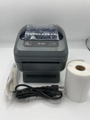 Zebra ZP450 Thermal Label Printer w free Labels + Cables No Peel Rollers REFURB - Image 1 of 4